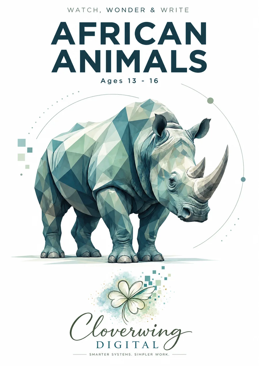 Front cover of African Animals Workbook, Ages 13–16