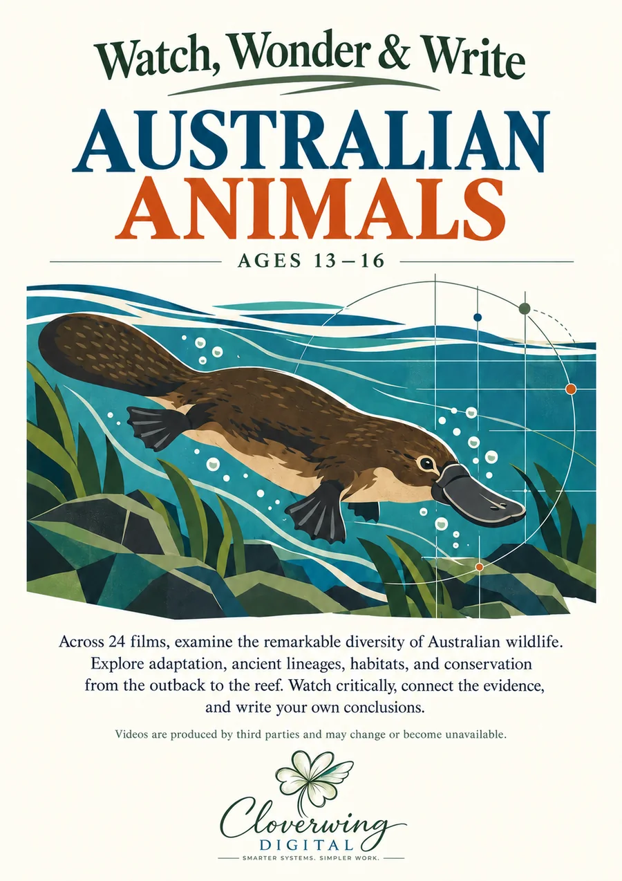Back cover of Australian Animals Workbook, Ages 13–16