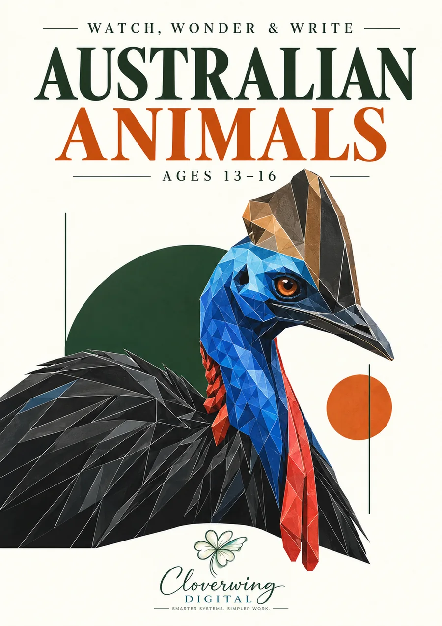 Front cover of Australian Animals Workbook, Ages 13–16