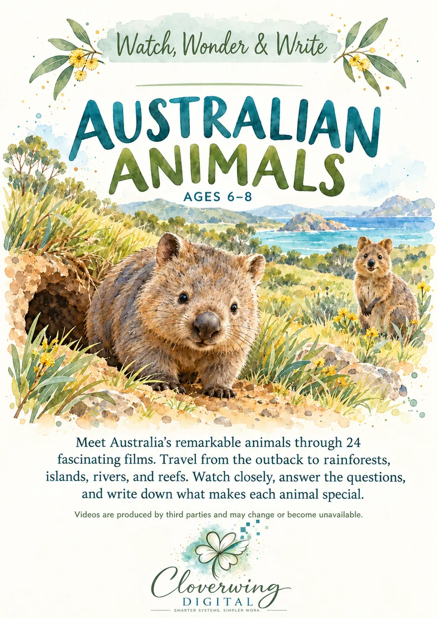 Back cover of Australian Animals Workbook, Ages 6–8