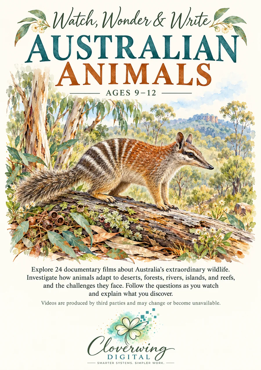 Back cover of Australian Animals Workbook, Ages 9–12