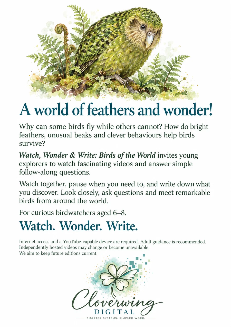 Back cover of Birds of the World Workbook, Ages 6–8