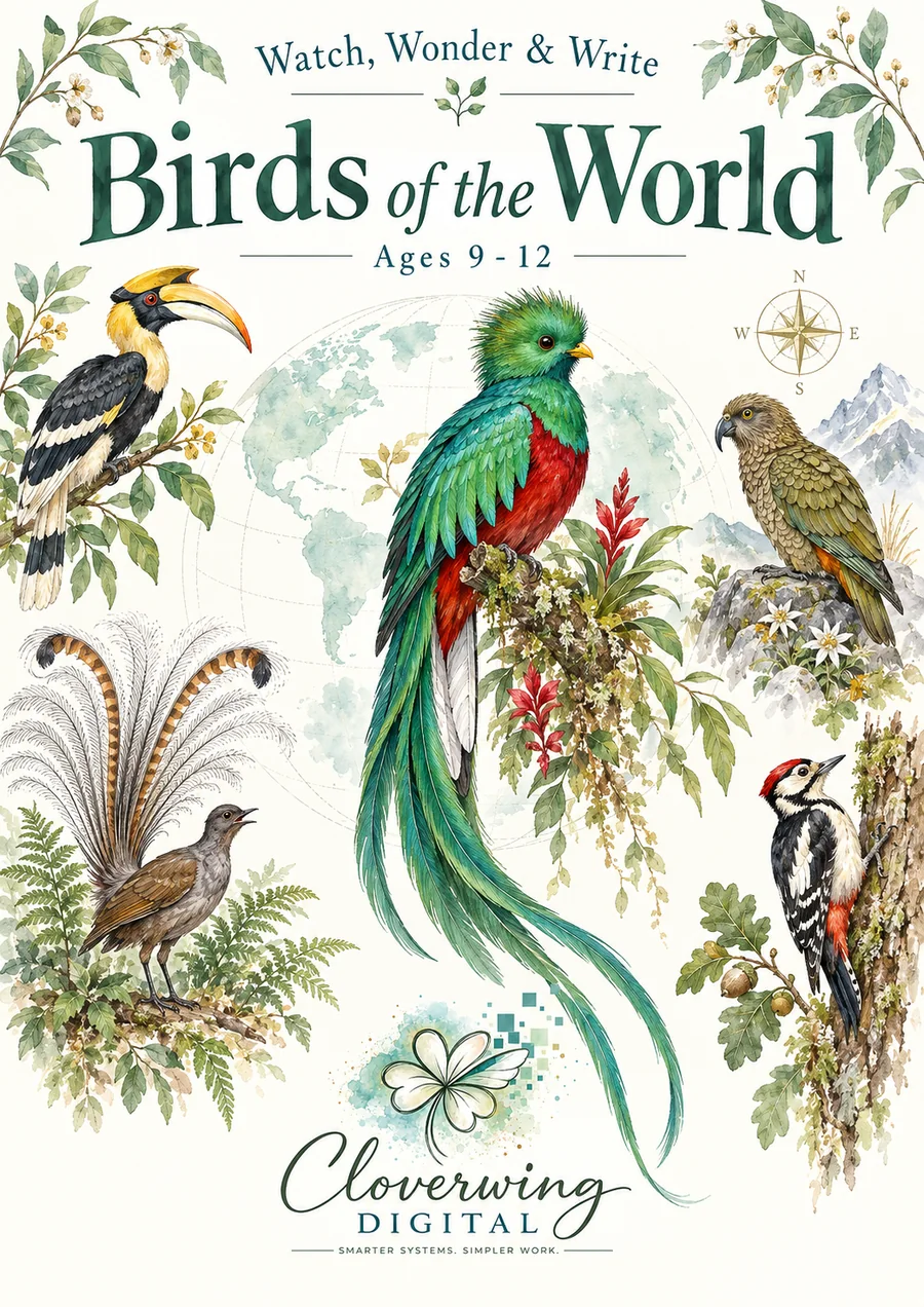 Front cover of Birds of the World Workbook, Ages 9–12
