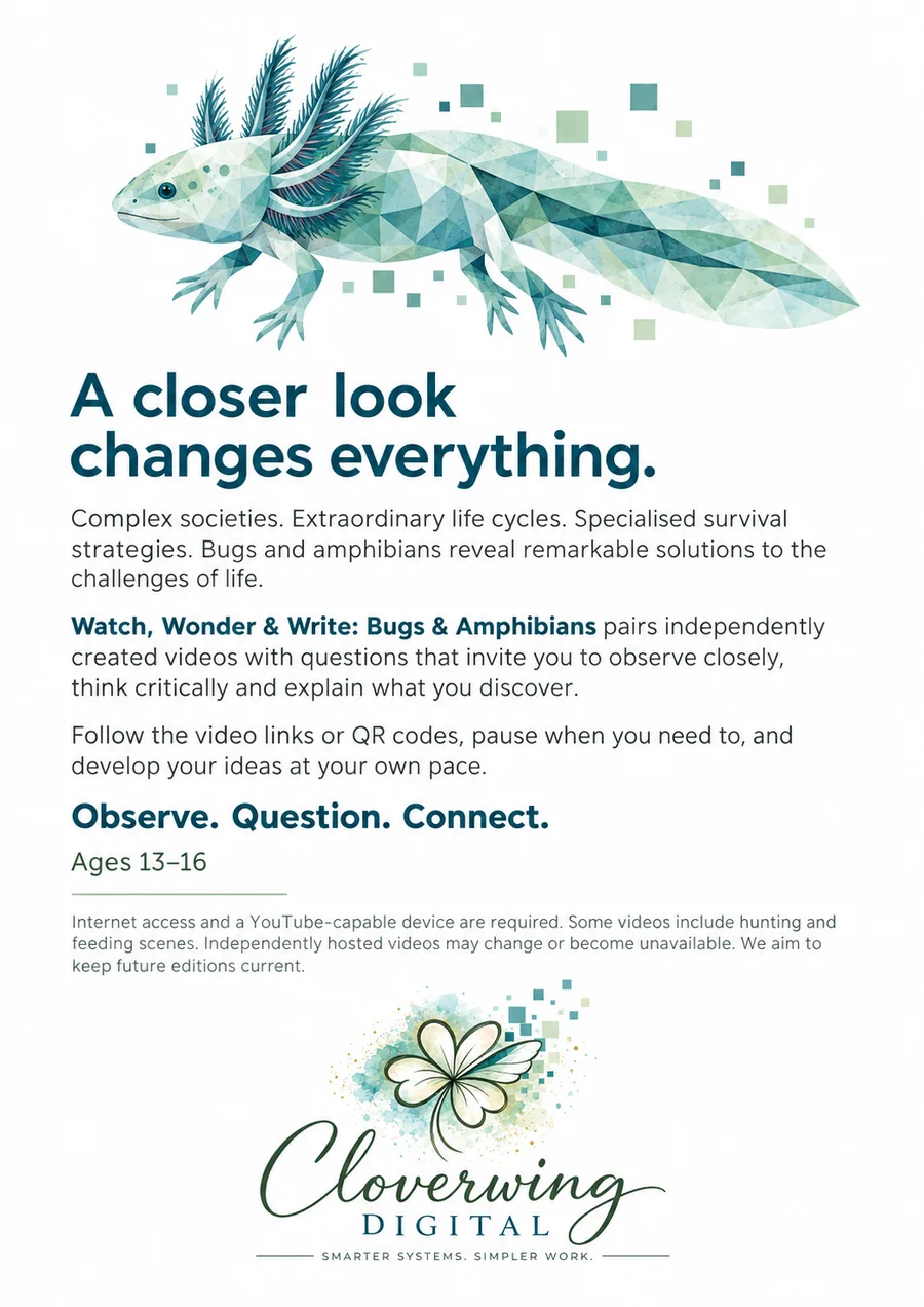 Back cover of Bugs & Amphibians Workbook, Ages 13–16