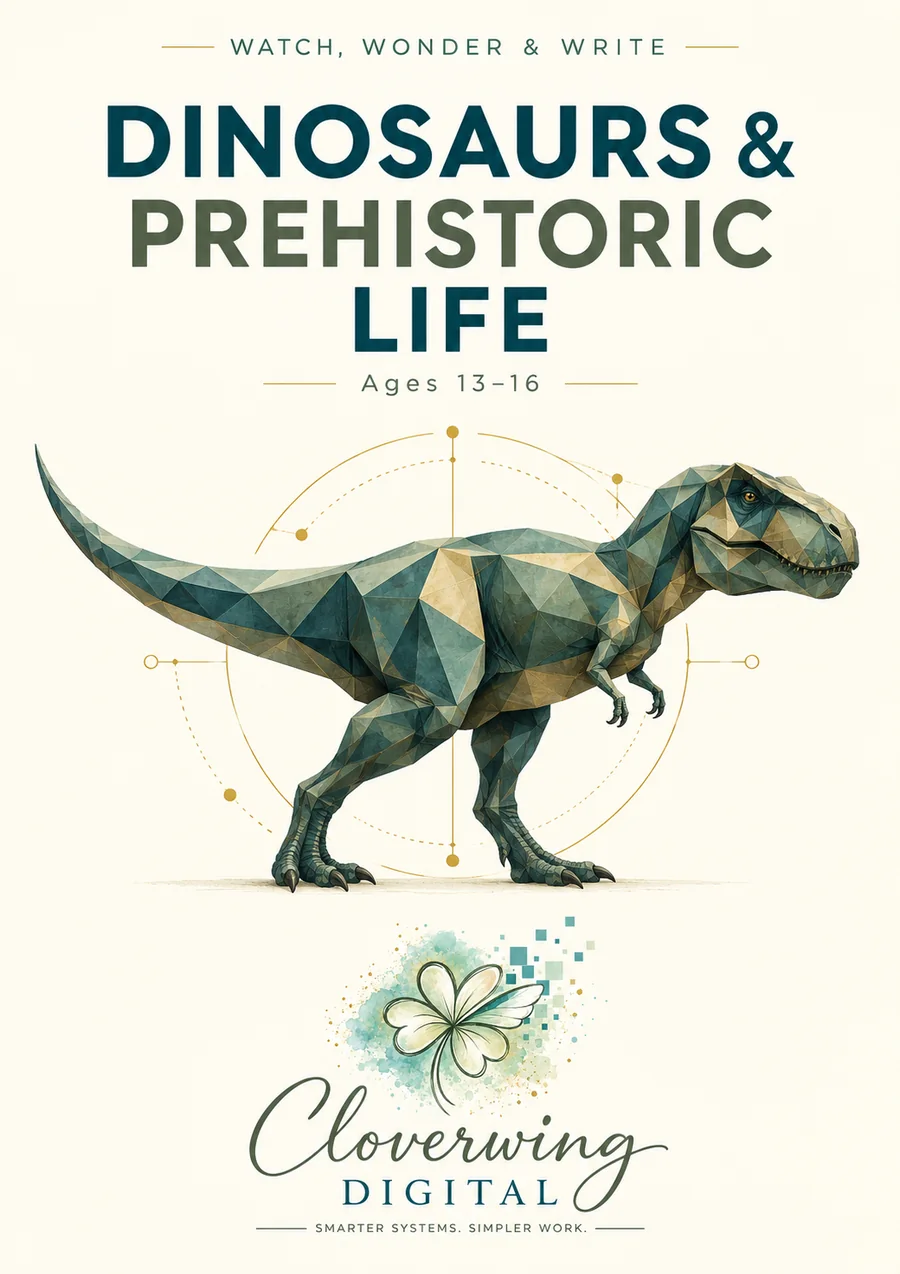Front cover of Dinosaurs & Prehistoric Life Workbook, Ages 13–16