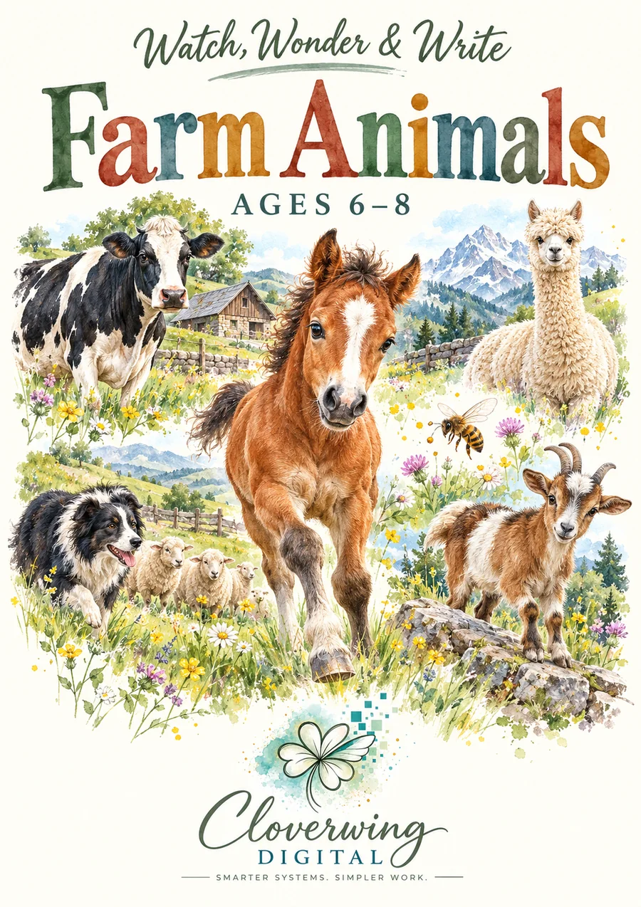 Front cover of Farm Animals Workbook, Ages 6 to 16