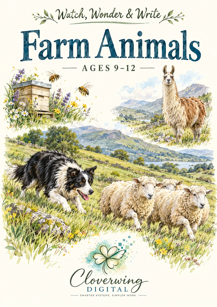Front cover of Farm Animals Workbook, Ages 9–12