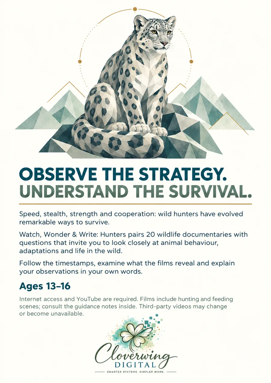 Back cover of Hunters Workbook, Ages 13–16