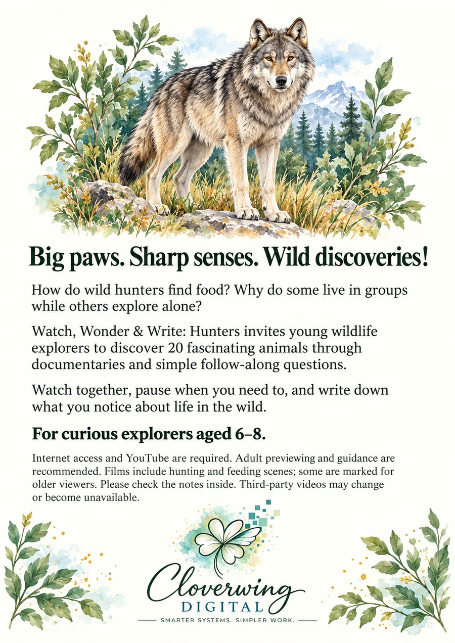 Back cover of Hunters Workbook, Ages 6–8