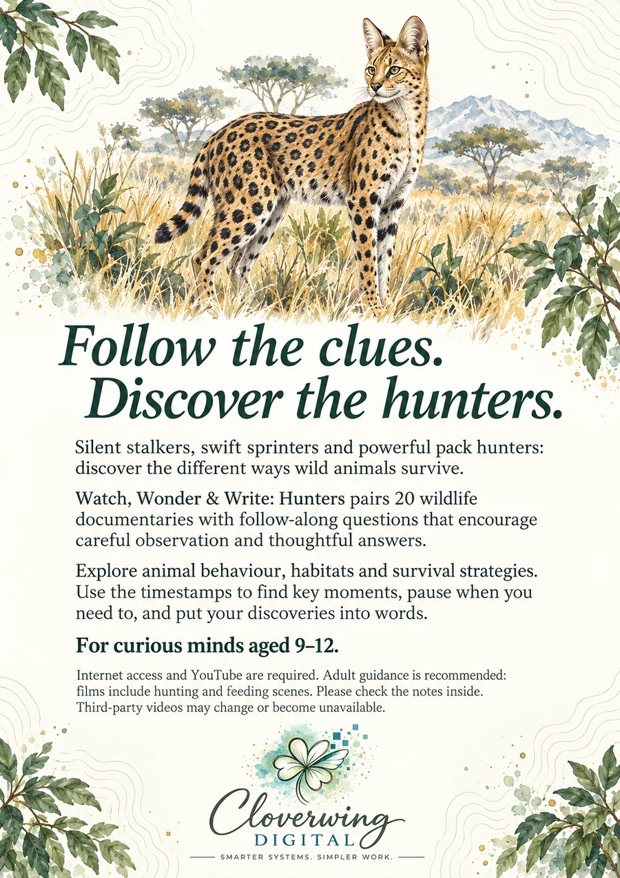 Back cover of Hunters Workbook, Ages 9–12