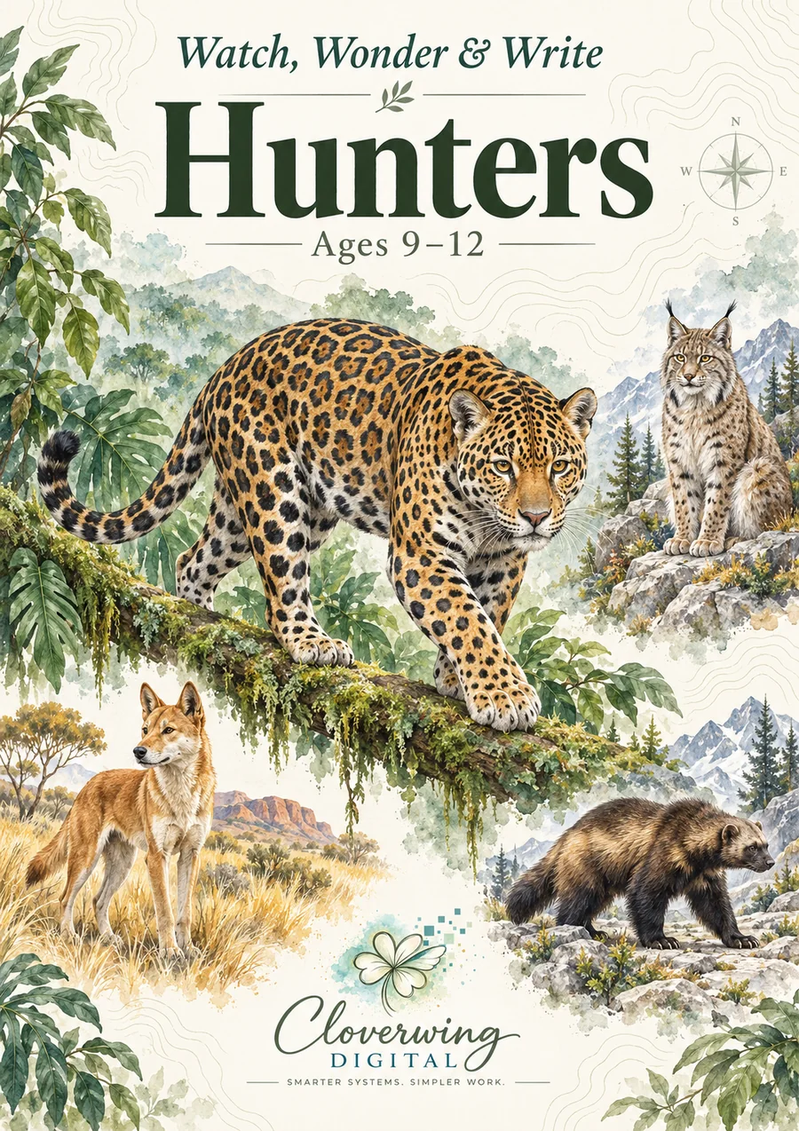 Front cover of Hunters Workbook, Ages 9–12