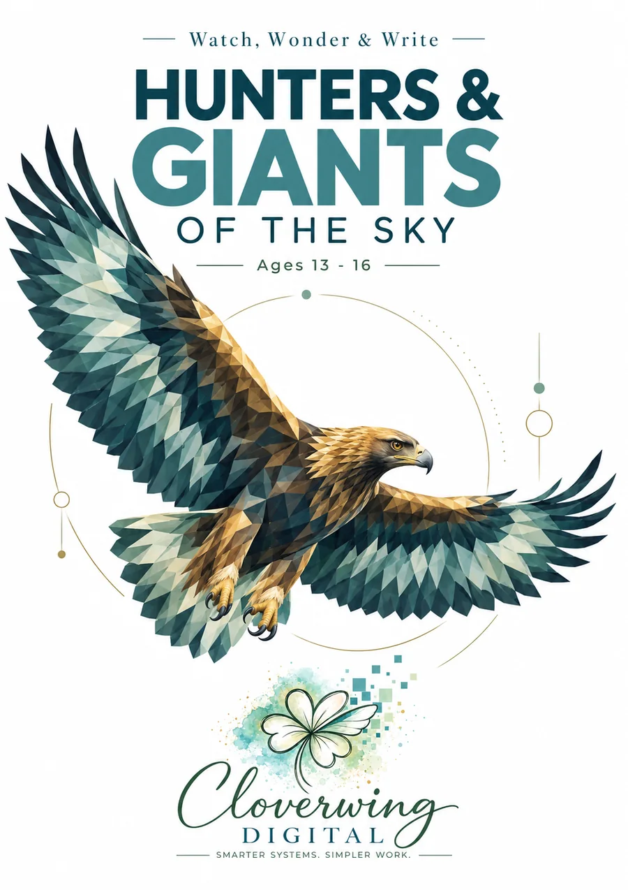 Front cover of Hunters & Giants of the Sky Workbook, Ages 13–16