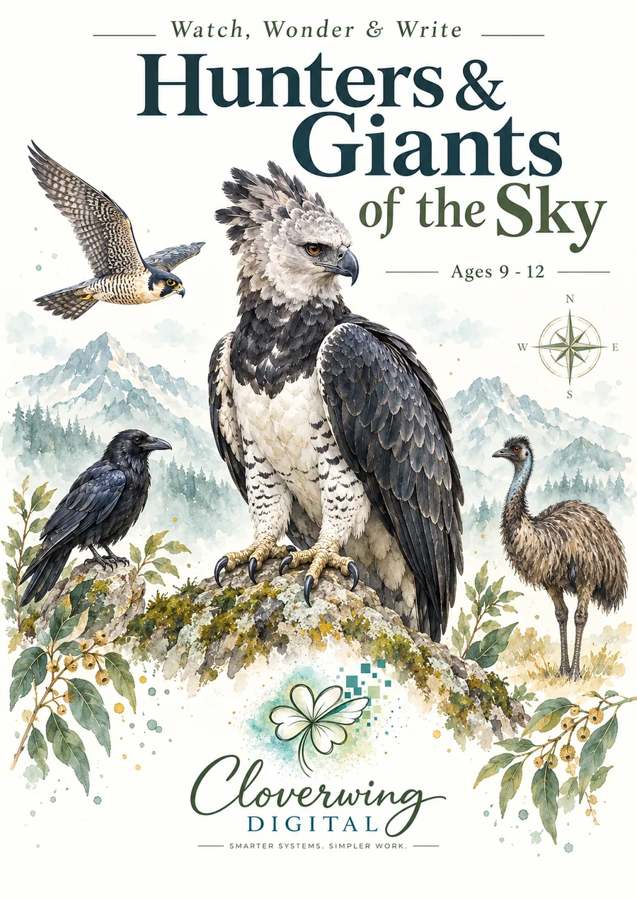 Front cover of Hunters & Giants of the Sky Workbook, Ages 9–12