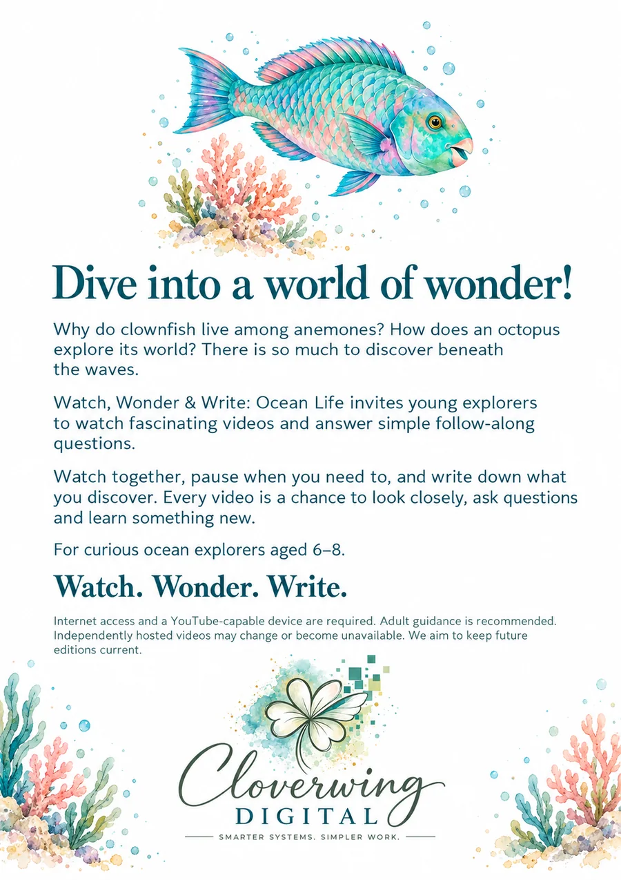 Back cover of Ocean Life Workbook, Ages 6–8