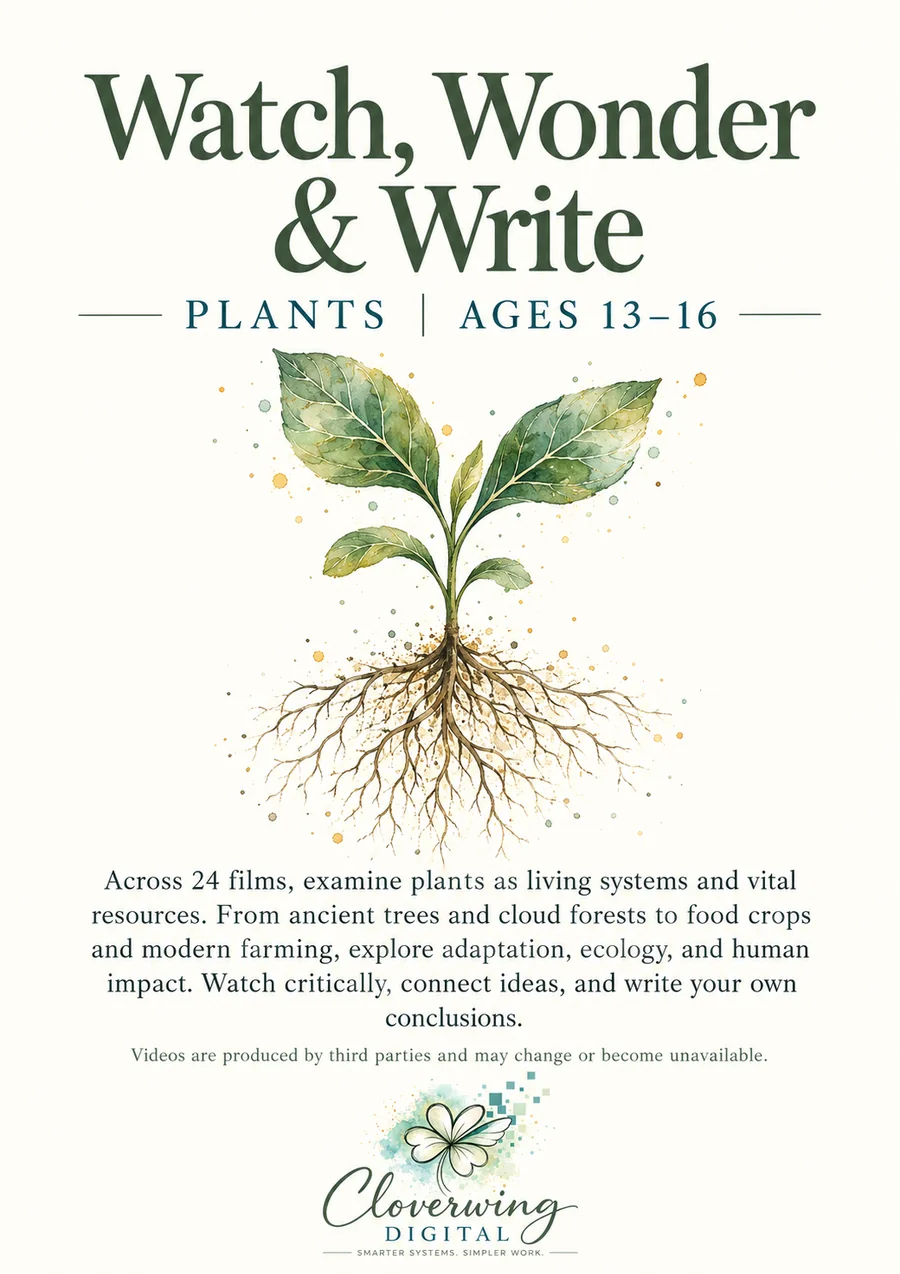 Back cover of Plants Workbook, Ages 13–16