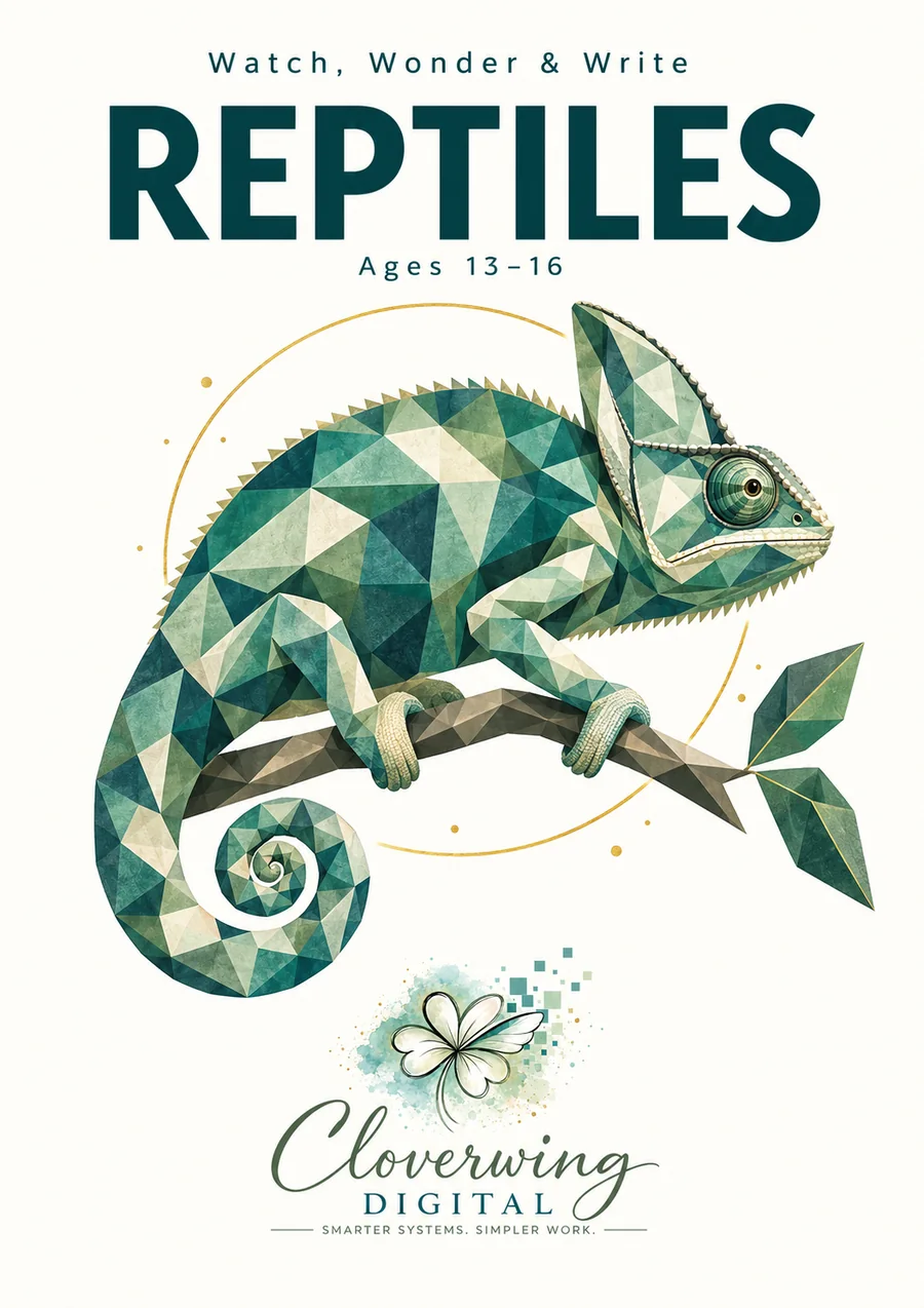 Front cover of Reptiles Workbook, Ages 13–16