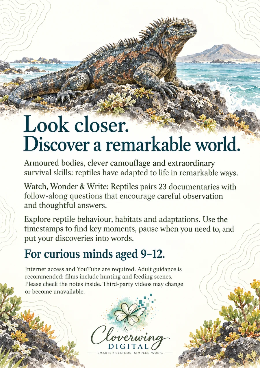 Back cover of Reptiles Workbook, Ages 9–12
