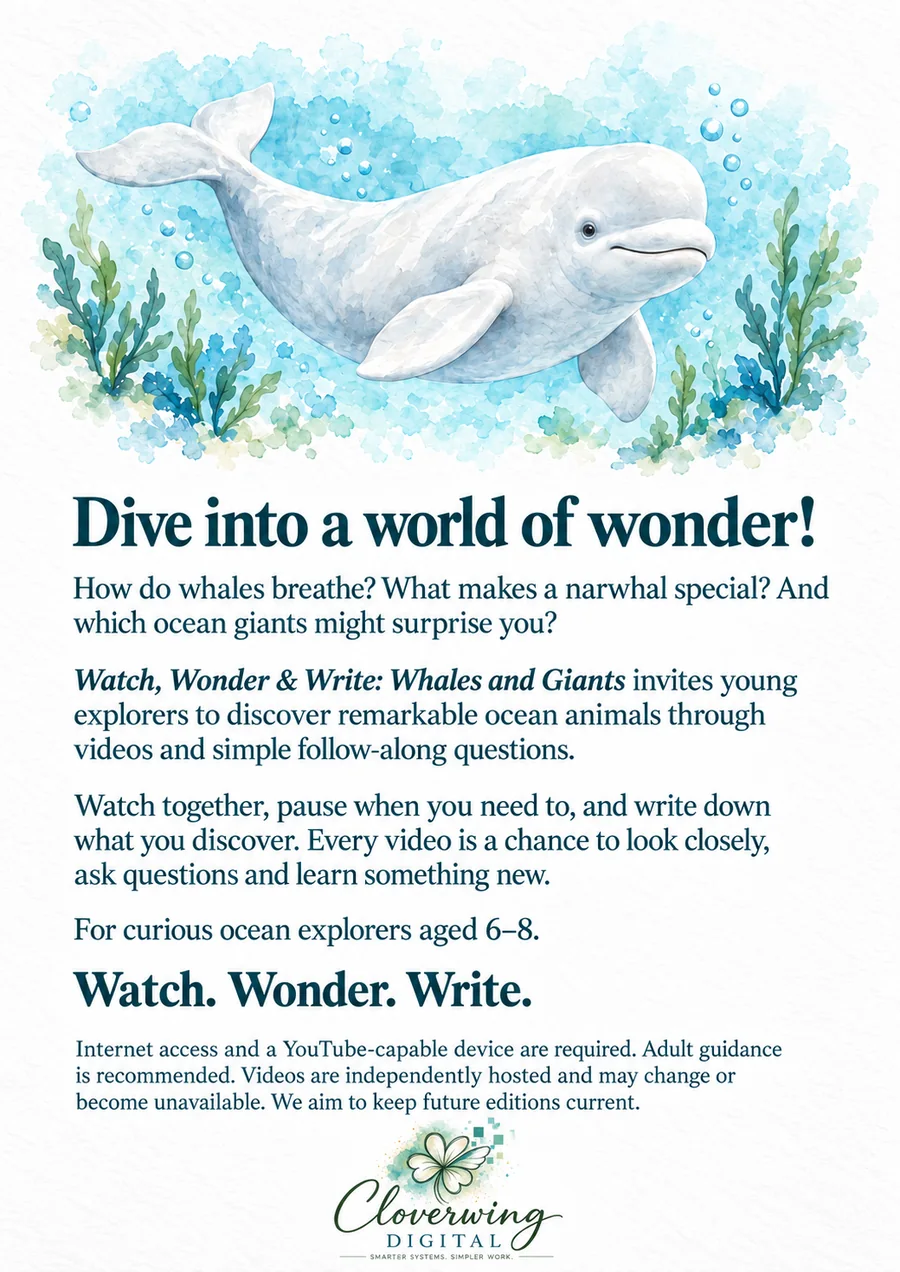 Back cover of Whales and Giants Workbook, Ages 6–8