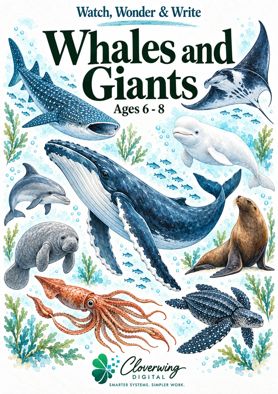 Front cover of Whales and Giants Workbook, Ages 6 to 16